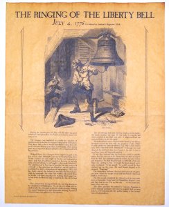 Ringing of Liberty Bell antiqued parchment replica document